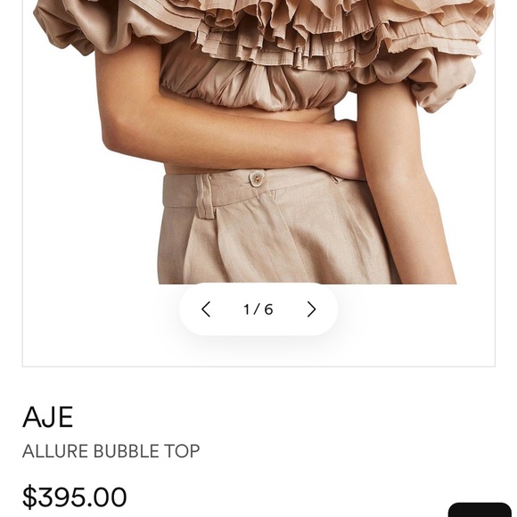 AJE Allure Bubble Top — Size 10 — Silk Blend Off-Shoulder Ruffle Crop Top - Picture 5 of 9